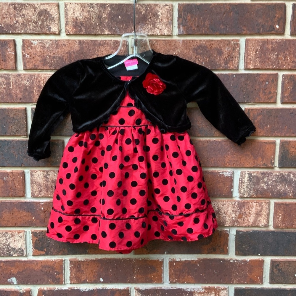 Jenny & Me  Red Black Dress & Short Jacket 18 Mo